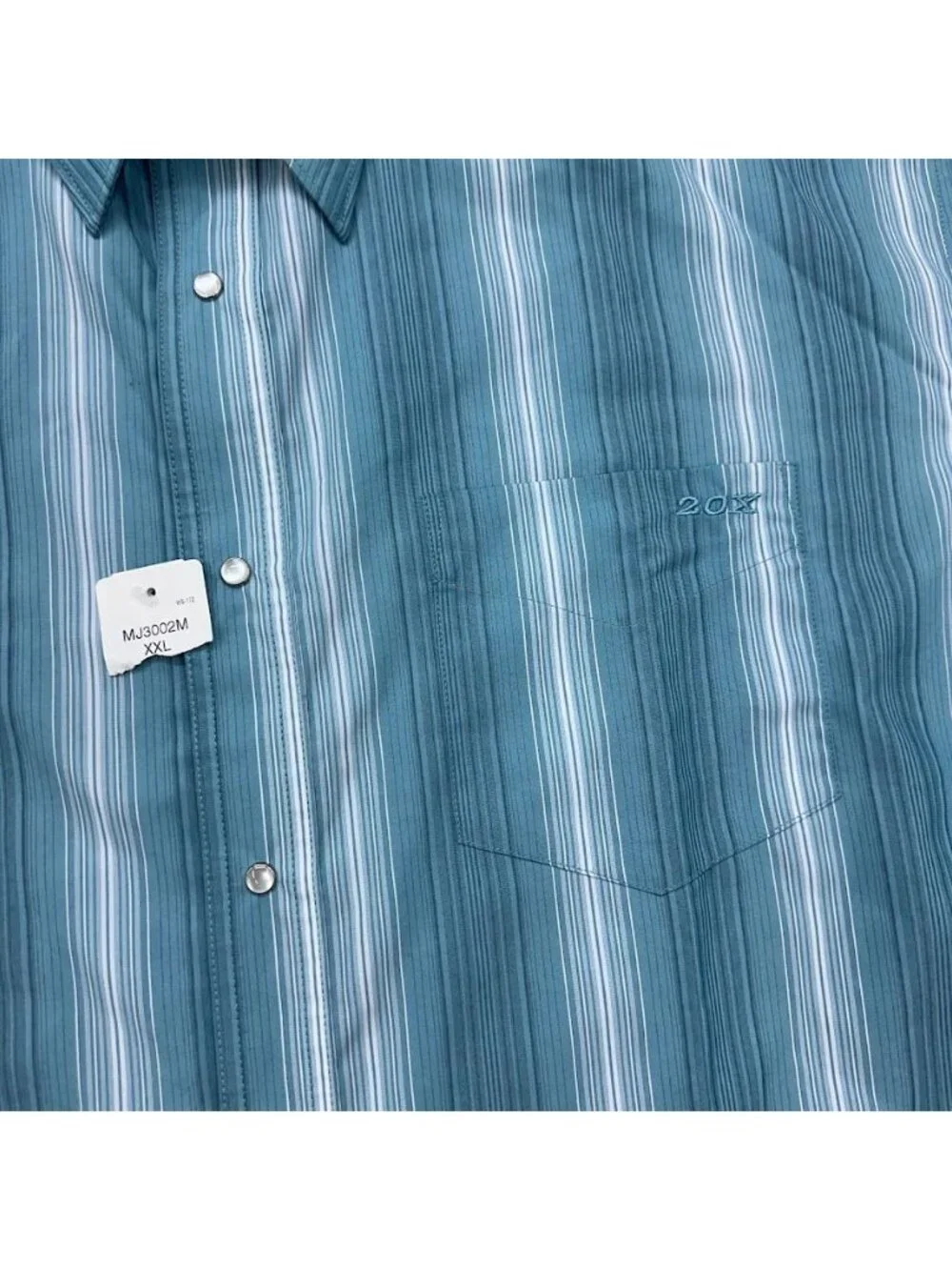 Wrangler Twenty Xtreme 20X Striped Short Sleeve Pearl Snap Shirt Mens sz XXL NEW